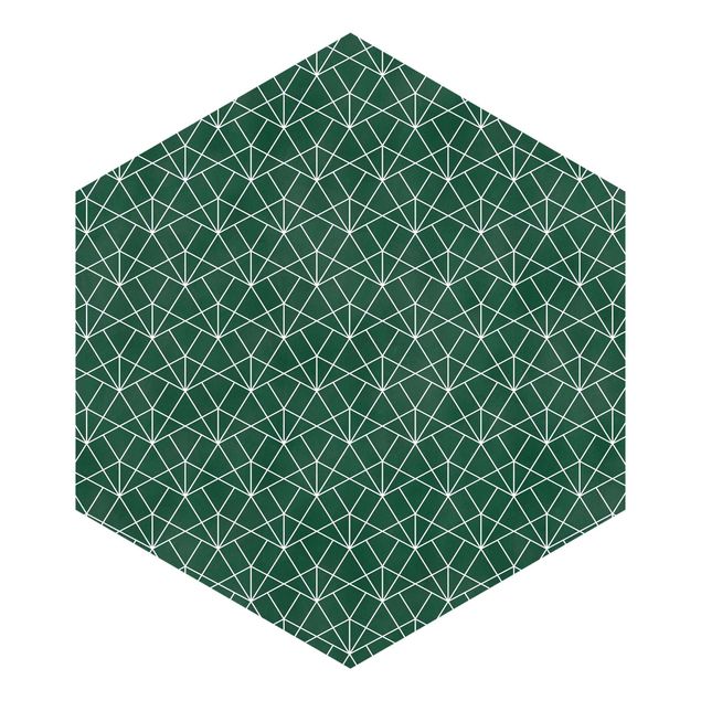 Self-adhesive hexagonal pattern wallpaper - Emerald Art Deco Line Pattern