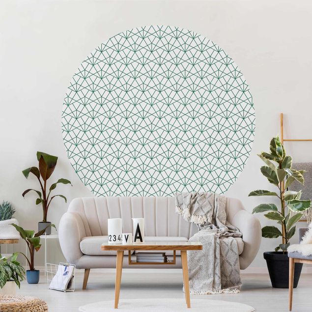 Self-adhesive round wallpaper - Emerald Art Deco Pattern XXL