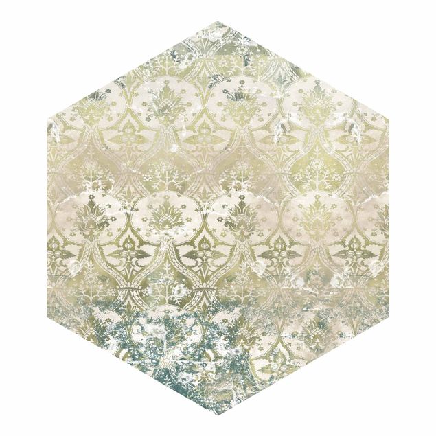 Self-adhesive hexagonal pattern wallpaper - Emerald Coloured Baroque Dream