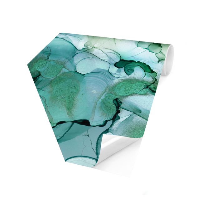 Self-adhesive hexagonal pattern wallpaper - Emerald-Coloured Storm II