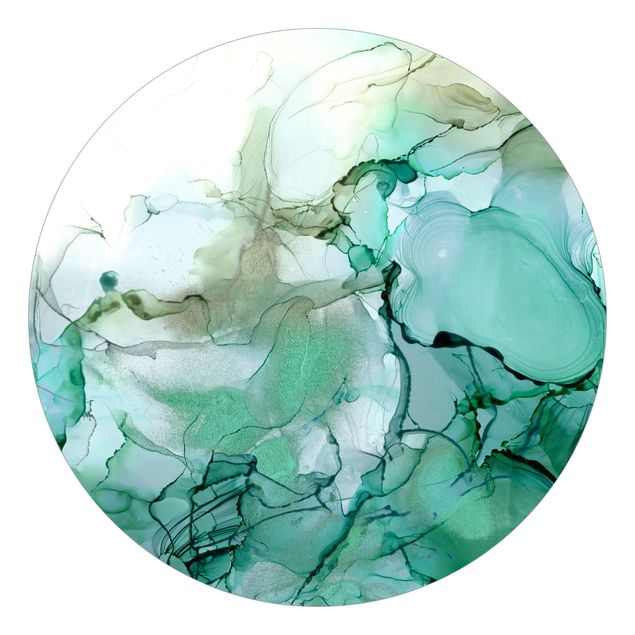 Self-adhesive round wallpaper - Emerald-Coloured Storm
