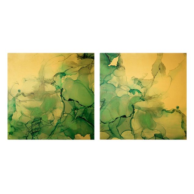 Print on canvas - Emerald Green Storm Set