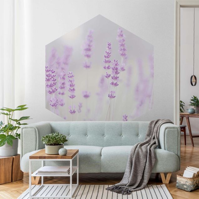 Self-adhesive hexagonal pattern wallpaper - Summer In A Field Of Lavender