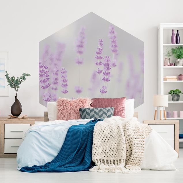 Self-adhesive hexagonal pattern wallpaper - Summer In A Field Of Lavender