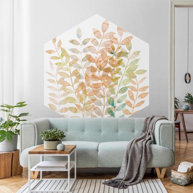 Self-adhesive hexagonal pattern wallpaper - Dancing Leaves In Summer