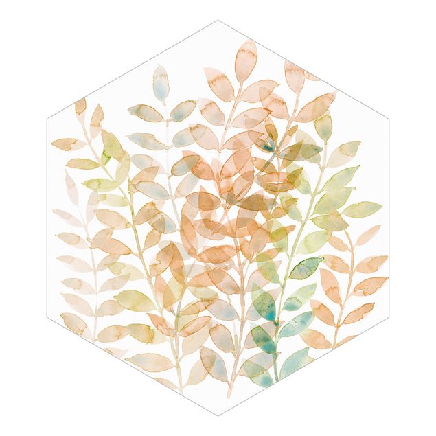 Self-adhesive hexagonal pattern wallpaper - Dancing Leaves In Summer