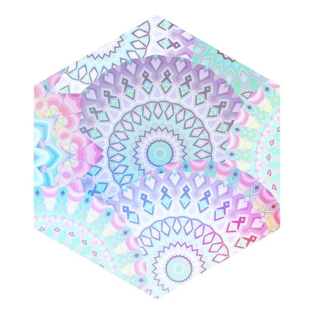 Self-adhesive hexagonal pattern wallpaper - Summer Dreams Manadalas
