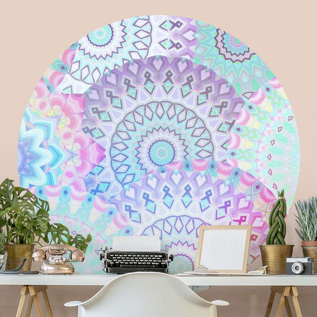 Self-adhesive round wallpaper - Summer Dreams Manadalas