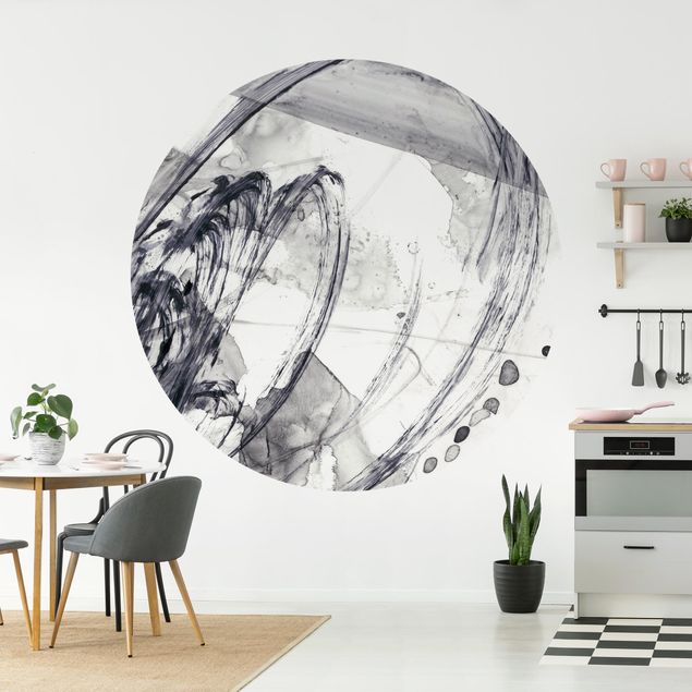 Self-adhesive round wallpaper - Sonar Black And White I