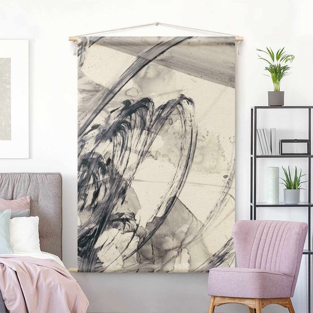 modern wall tapestry Sonar Black And White I