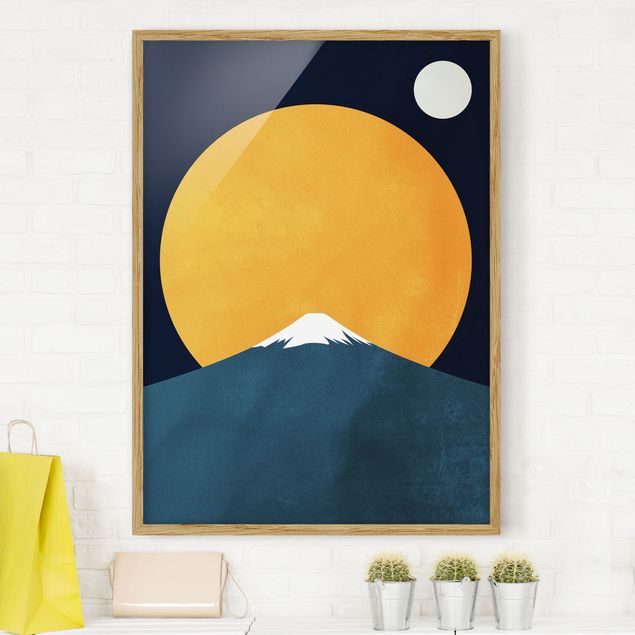 Framed poster - Sun, Moon And Mountain