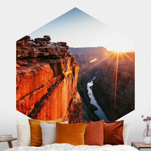 Hexagonal wallpapers Sun In Grand Canyon