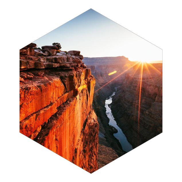 Self-adhesive hexagonal pattern wallpaper - Sun In Grand Canyon
