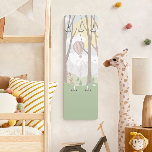 Coat rack kids - Sun With Trees And Hot Air Balloons