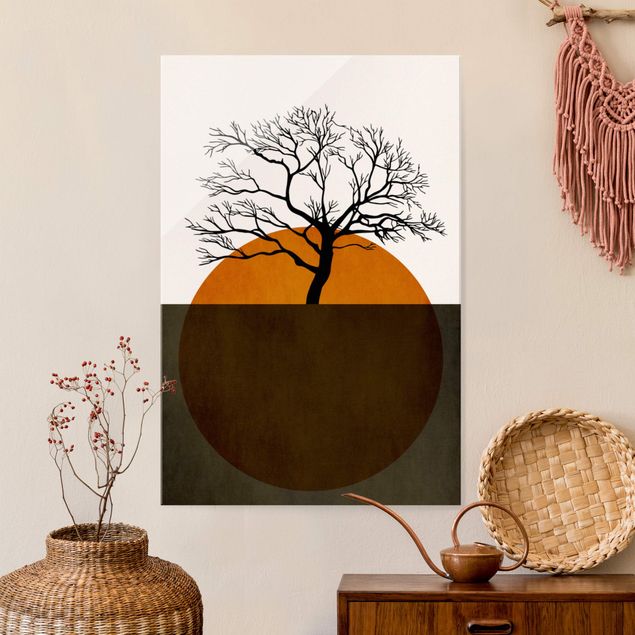 Magnettafel Glas Sun With Tree