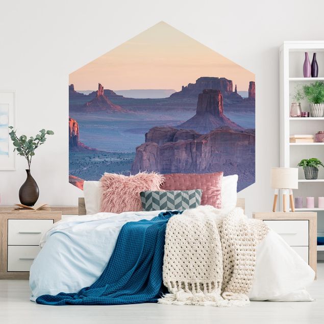 Self-adhesive hexagonal pattern wallpaper - Sunrise In Arizona