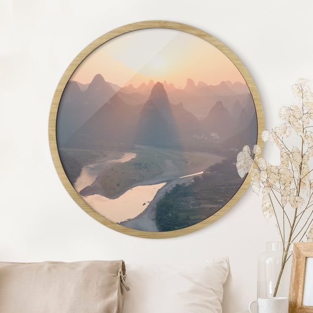 Framed prints round Sunrise In Mountainous Landscape