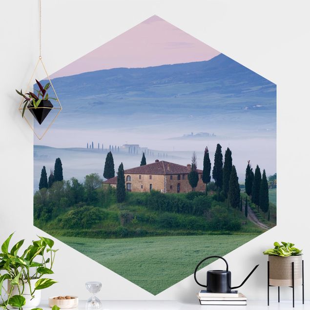 Hexagonal wallpapers Sunrise In Tuscany