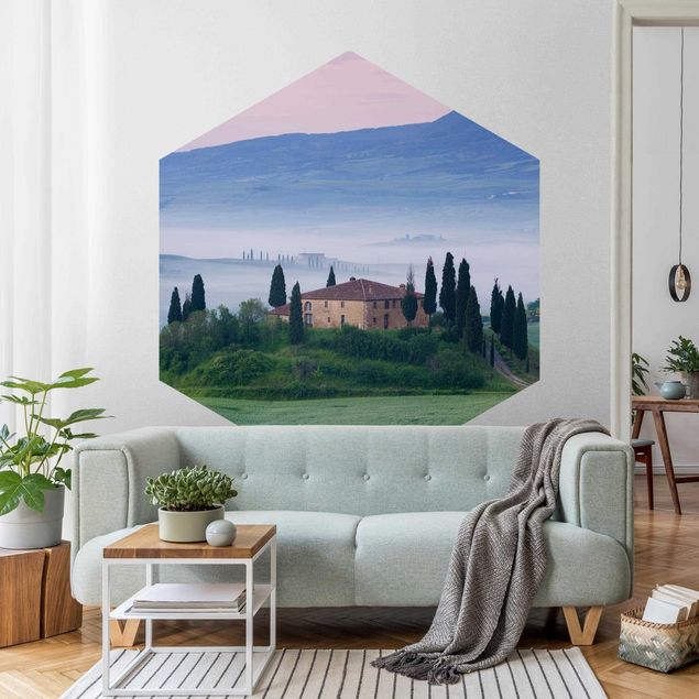 Self-adhesive hexagonal pattern wallpaper - Sunrise In Tuscany