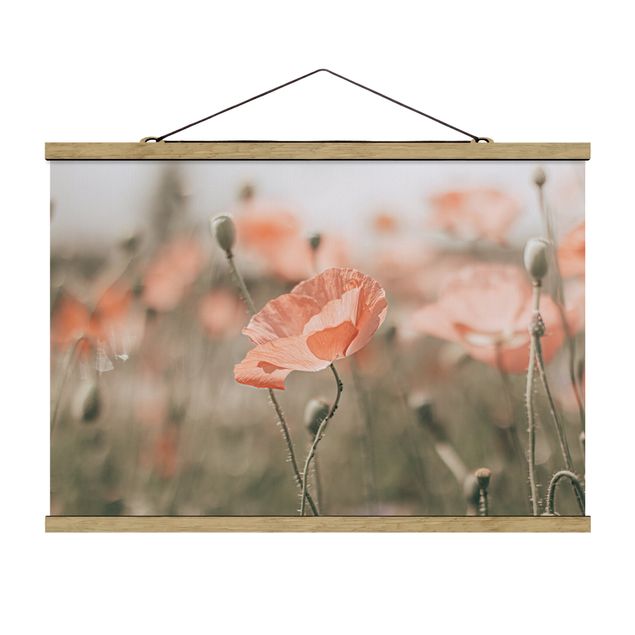 Fabric print with poster hangers - Sun-Kissed Poppy Fields - Landscape format 3:2