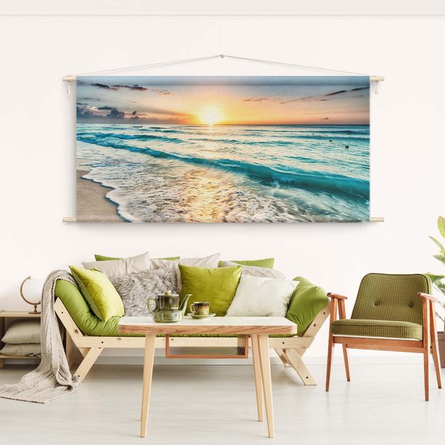 nature wall tapestry Sunset On The Beach