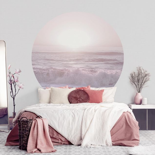 Self-adhesive round wallpaper - Sunset In Pale Pink