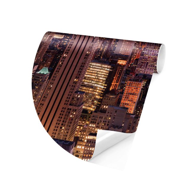 Self-adhesive round wallpaper - Sunset Manhattan New York City