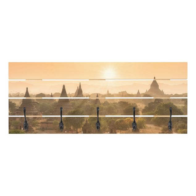 Wooden coat rack - Sun Setting Over Bagan