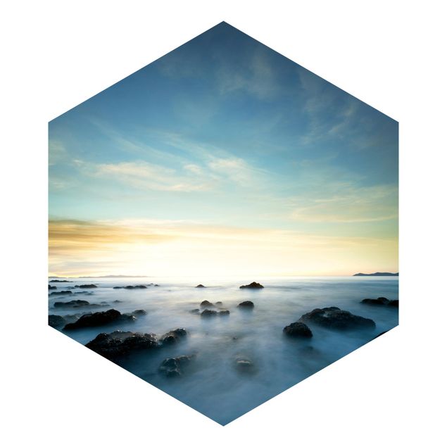 Self-adhesive hexagonal pattern wallpaper - Sunset Over The Ocean