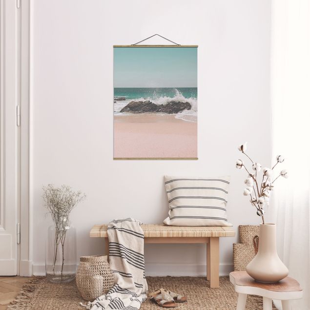 Fabric print with poster hangers - Sunny Beach Mexico - Portrait format 3:4