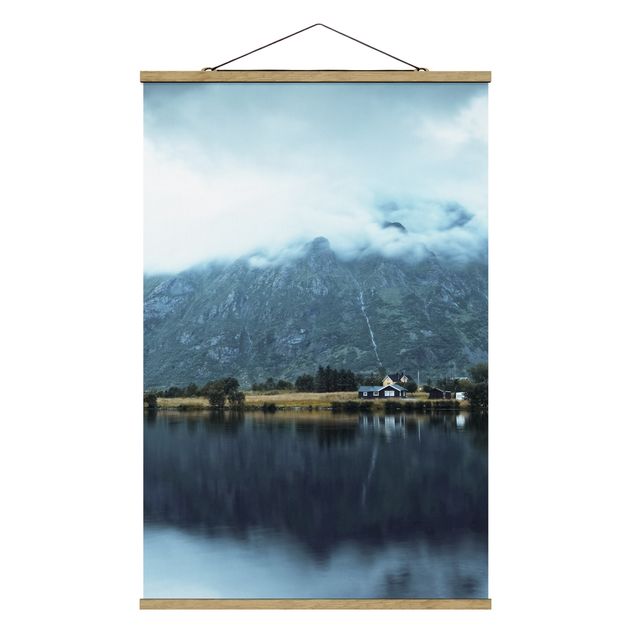 Fabric print with poster hangers - Lofoten Reflection - Portrait format 2:3