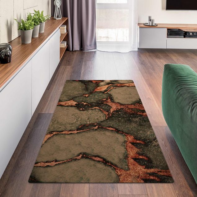 contemporary rugs Play Of Colours Fern-Green and Gold