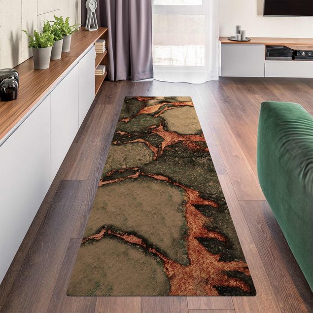 contemporary rugs Play Of Colours Fern-Green and Gold