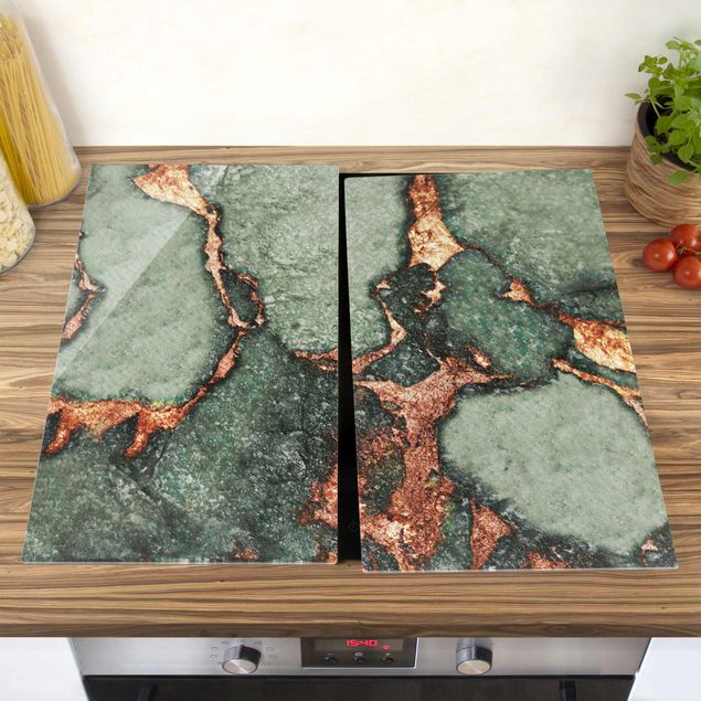Stove top covers - Play Of Colours Fern-Green and Gold