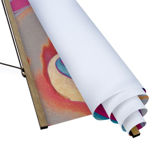 Fabric print with poster hangers - Play Of Colours Golden Fire - Portrait format 1:2