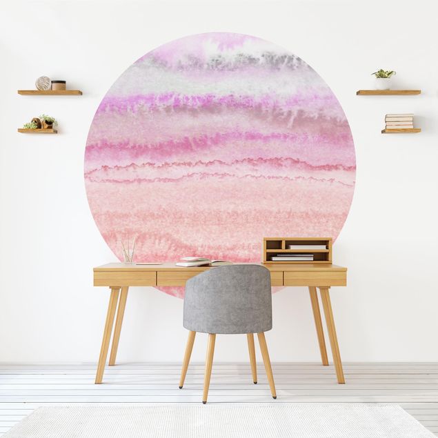 Self-adhesive round wallpaper - Play Of Colours In Pink