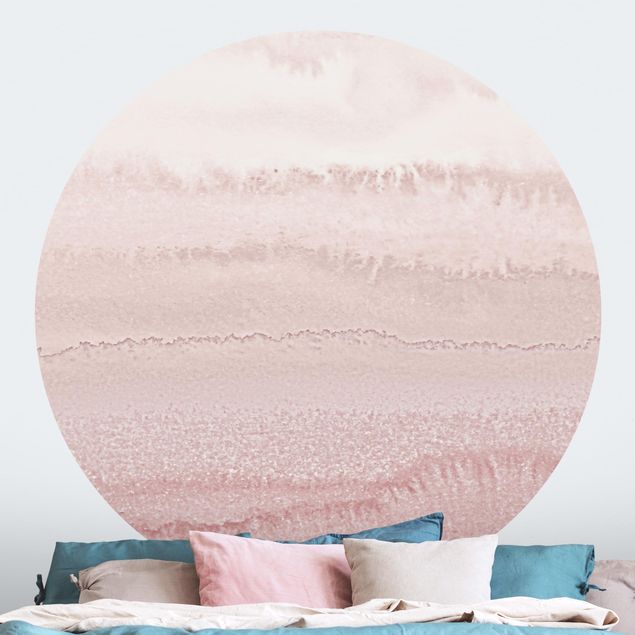 Self-adhesive round wallpaper - Play Of Colours In Light Pink