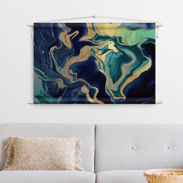wall tapestry art Play Of Colours Indigo Fire