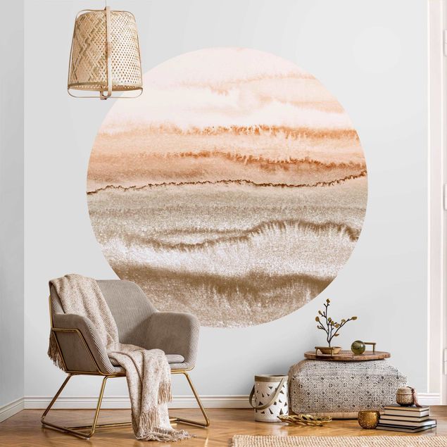 Self-adhesive round wallpaper - Play Of Colours Sound Of The Ocean In Sepia-Colours