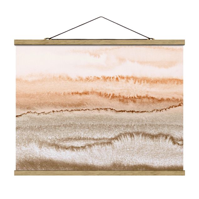 Fabric print with poster hangers - Play Of Colours Sound Of The Ocean In Sepia-Colours - Landscape format 4:3