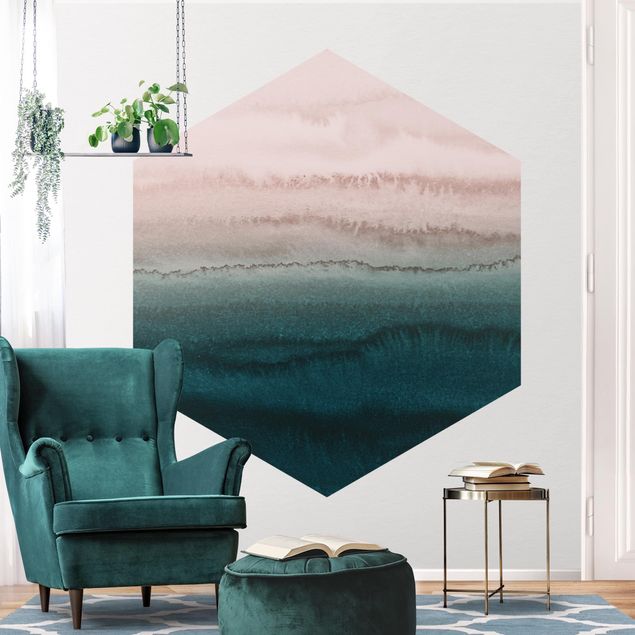 Self-adhesive hexagonal pattern wallpaper - Play Of Colours Sound Of The Ocean