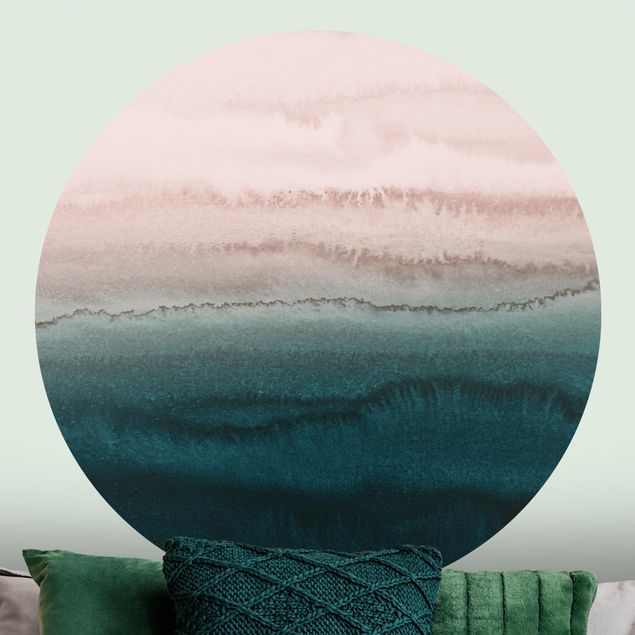 Self-adhesive round wallpaper - Play Of Colours Sound Of The Ocean