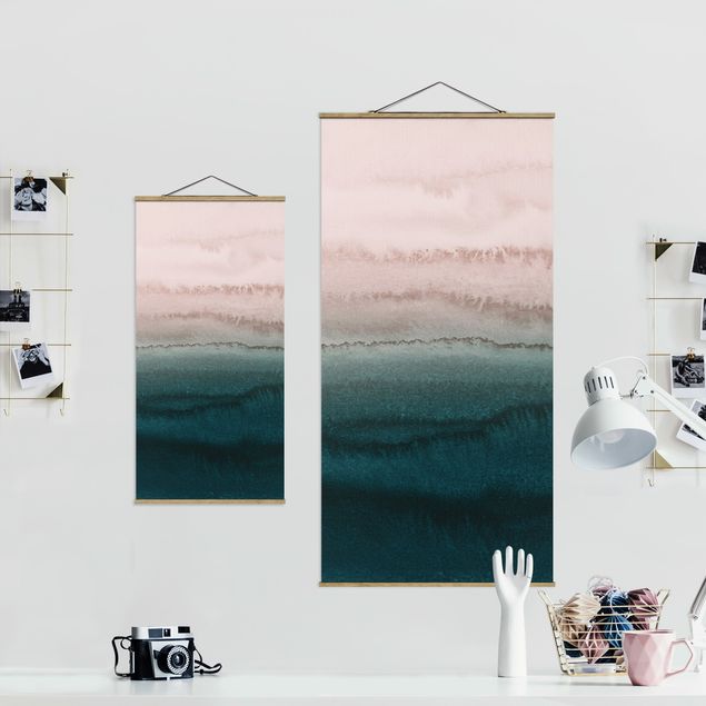 Fabric print with poster hangers - Play Of Colours Sound Of The Ocean - Portrait format 1:2