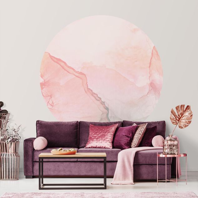 Self-adhesive round wallpaper - Play Of Colours Pastel Cotton Candy