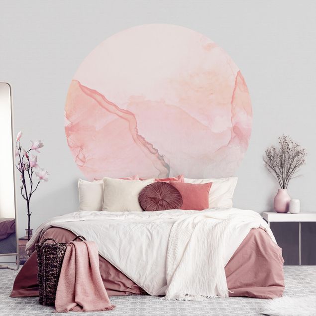 Self-adhesive round wallpaper - Play Of Colours Pastel Cotton Candy