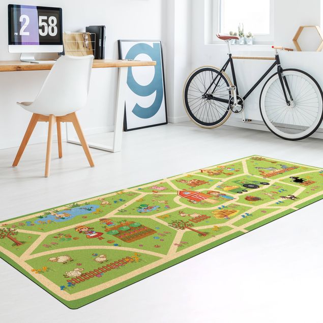 contemporary rugs Playoom Mat Farm - Let´s Go Around