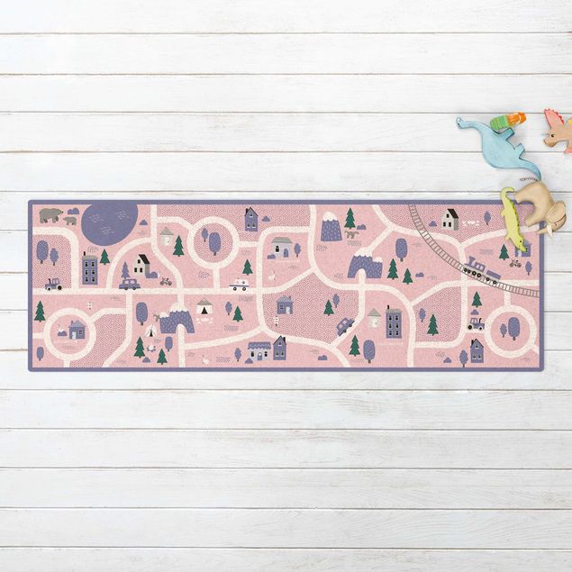 kitchen runner rugs Playoom Mat Village - Off To The Countryside