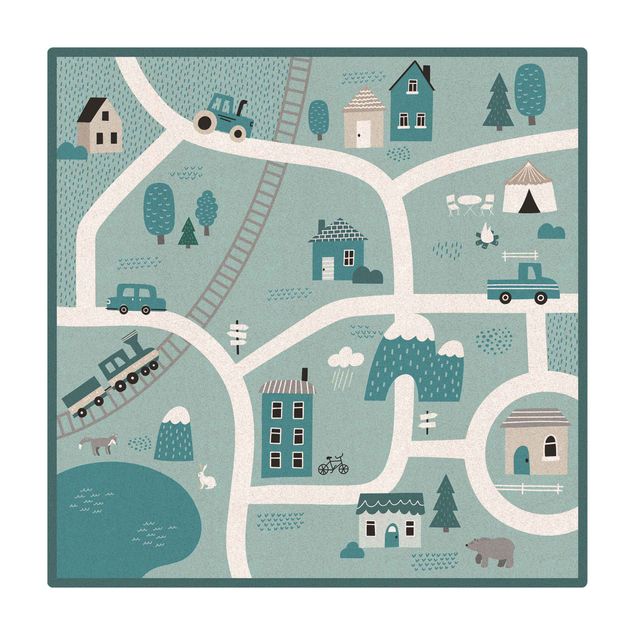 Cork mat - Playoom Mat Village - A Fine Little Place - Square 1:1