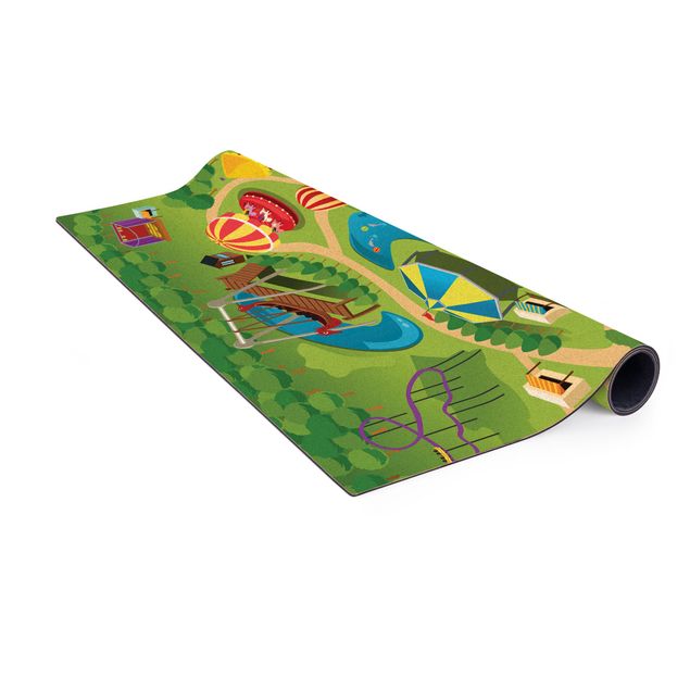 large multi coloured rugs Playoom Mat Funfair - Let´s Go On A Ride