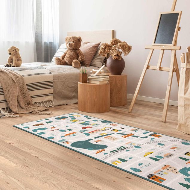 modern area rugs Playoom Mat Smalltown - From the City Into Nature